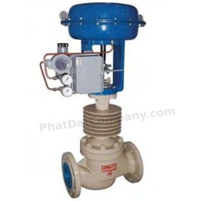 Van Cầu Điều Khiển Tuyến Tính DN25 | Van Tuyến Tính Khí Nén 4-20mA Cho Hơi Nóng